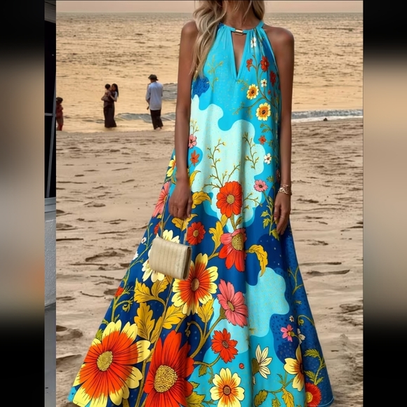 Source Unknown Vibrant Floral Maxi Dress - Picture 2 of 7